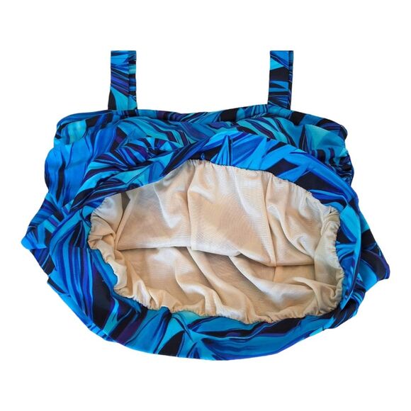 Miraclesuit Tankini Breezy Swim Top Modest Wire Free Vivid Blue Tropical size 10 - Picture 6 of 15